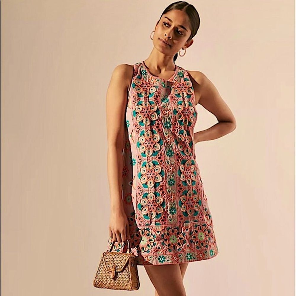 Anthropologie Beaded Embroidered Swing Mini Dress Size 0